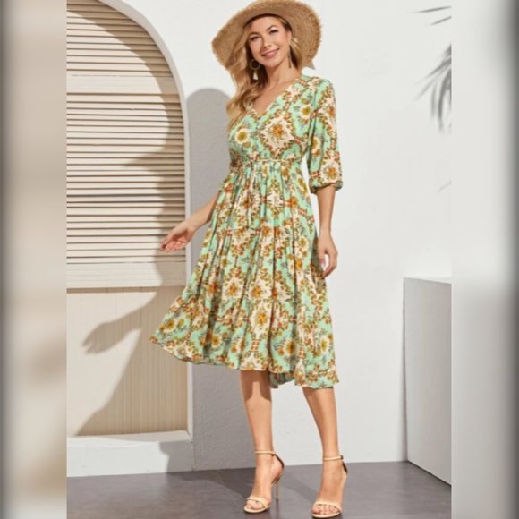 Floral Midi Dress - Picture 1 of 4